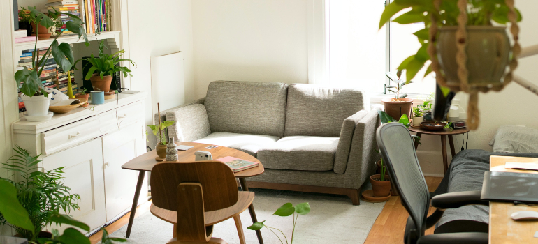Living room representing housing costs in a guide for moving to Canton