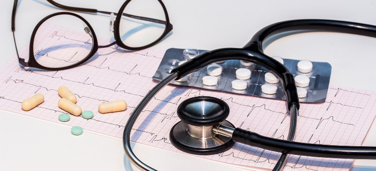 Medical supplies representing healthcare planning